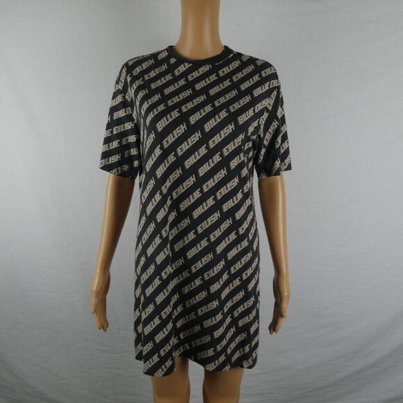 Billie Eillish for H&M Divided Band Music All Over Print Text Graphic T Shirt XS - Picture 1 of 10